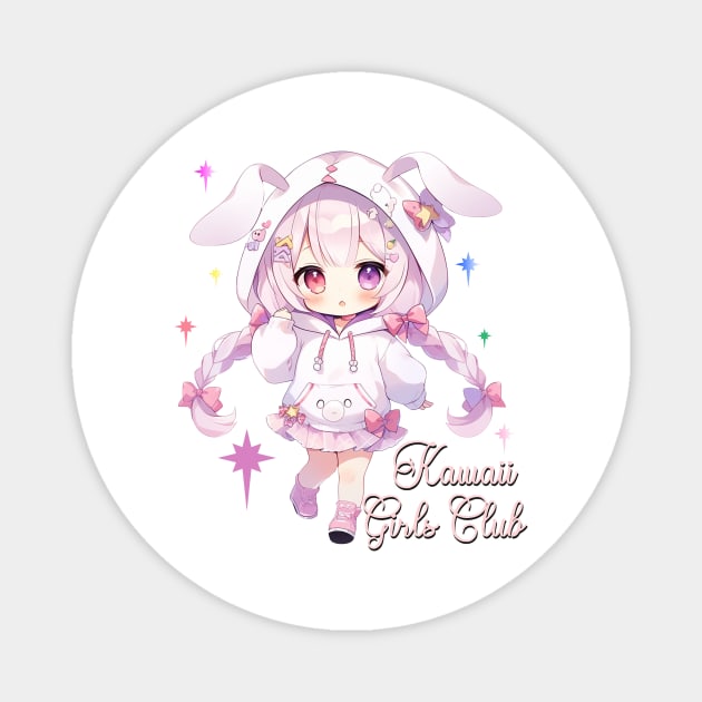 Kawaii Girls Club - Cute Chibi Girl Magnet by PlayfulPandaDesigns